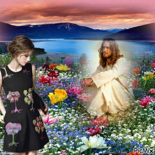 jesus  and girl - ücretsiz png