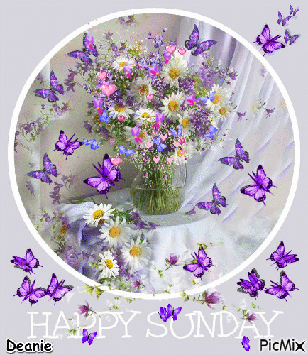 Happy Sunday Flower Bouquet - GIF animasi gratis