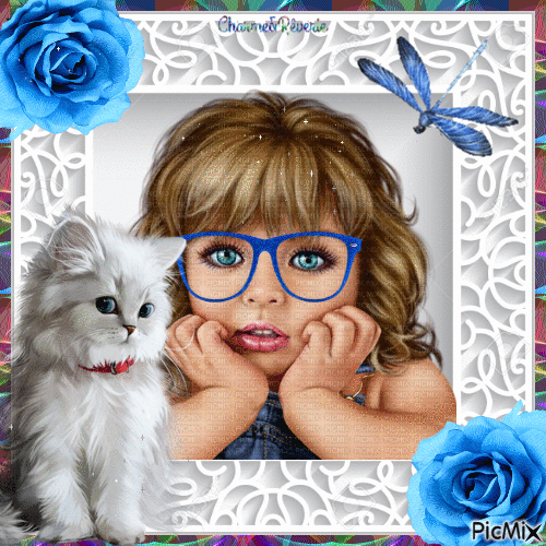 Petite fille à lunettes - GIF animé gratuit