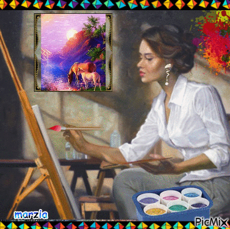femme qui peint - Δωρεάν κινούμενο GIF