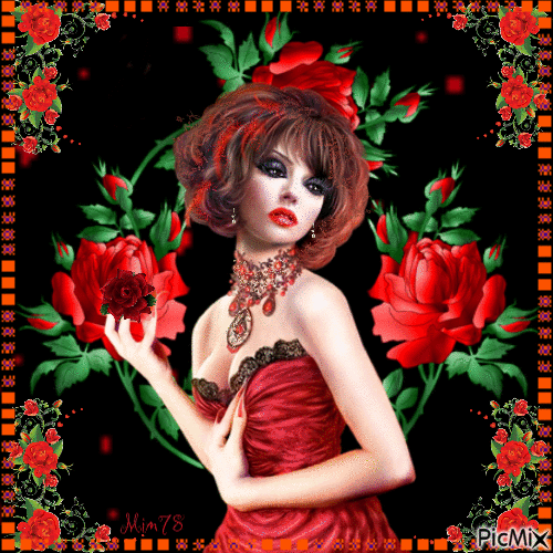 la beauté des roses en rouge et noir - 無料のアニメーション GIF