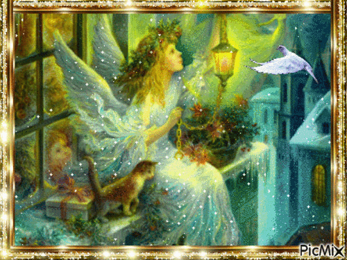 Angel with lantern - Gratis animerad GIF