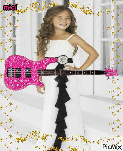 gitara i devojcica - GIF animé gratuit