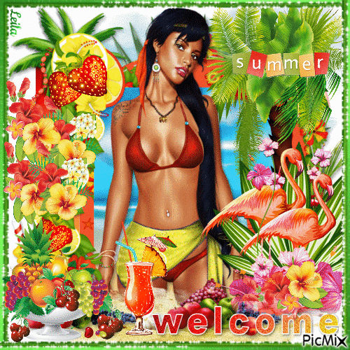 Welcome. Woman. Summer. - GIF animado grátis
