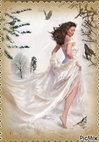 femme en blanc - Бесплатный анимированный гифка