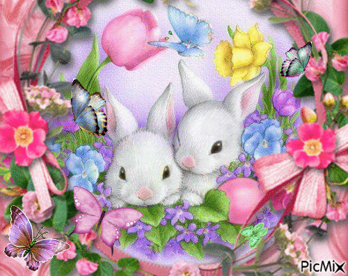 Easter Bunnies - Free animated GIF