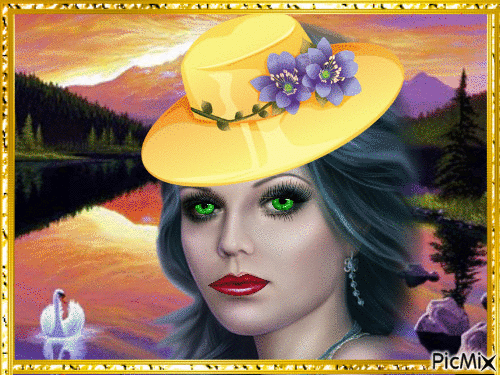 Femme au chapeau - Безплатен анимиран GIF