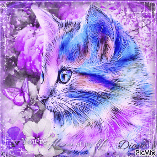 Purple fantasy cat ... To My Saha - Nemokamas animacinis gif