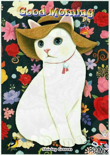 Cat in a hat - Gratis animeret GIF