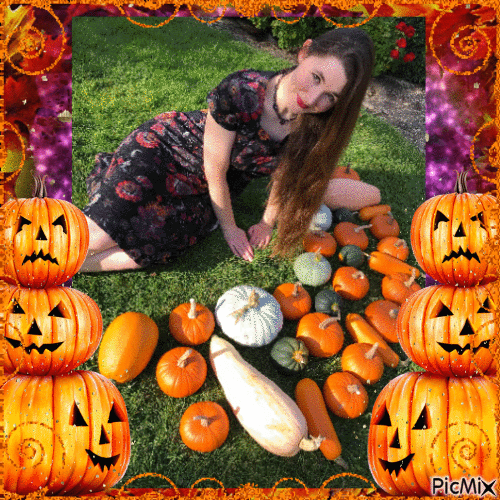 Halloween Pumpkin Patch Self Portrait - Bezmaksas animēts GIF