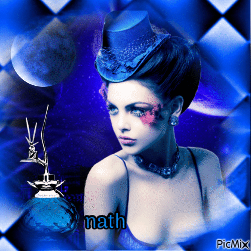 Femme et parfum en bleu,nath - GIF animé gratuit