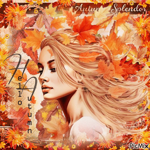 Hello Autumn woman - Δωρεάν κινούμενο GIF