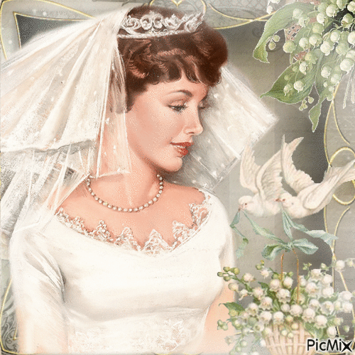 Braut mit Maiglöckchen - Vintage - Gratis geanimeerde GIF