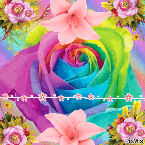 Fleurs Multicolores - GIF animé gratuit
