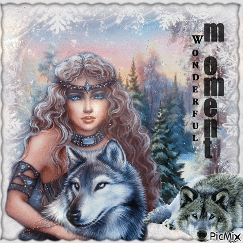 Frau und Wölfe - 無料のアニメーション GIF