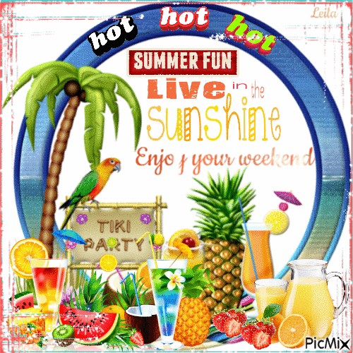 Hot, hot, Summer fun. Sunshine. Enjoy your weekend - Animovaný GIF zadarmo