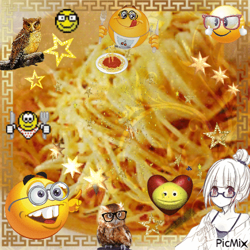 nerd and spaghetti macarao strela - Gratis geanimeerde GIF