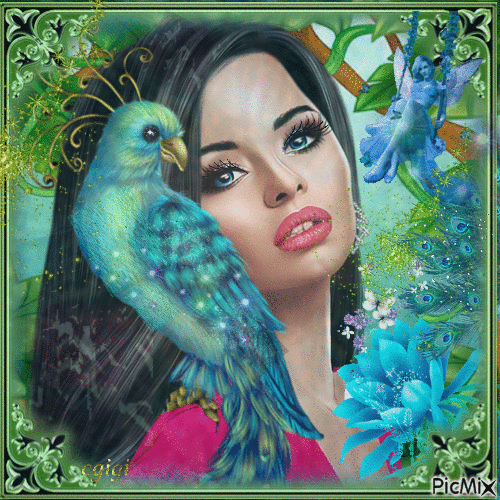 fantasy art..j'aime les oiseaux - Δωρεάν κινούμενο GIF