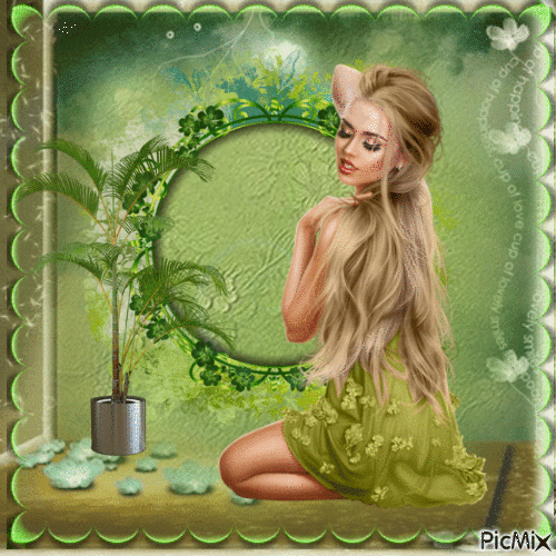 Femme Sur Font Vert - Bezmaksas animēts GIF