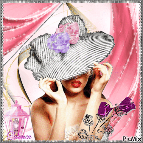Woman with Hat - Free animated GIF