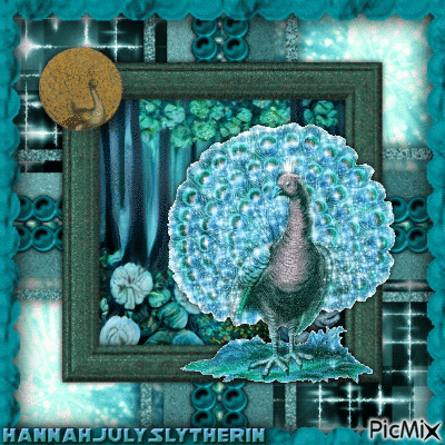 {#♫#}Glittery Peacock in Teal{#♫#} - GIF animé gratuit