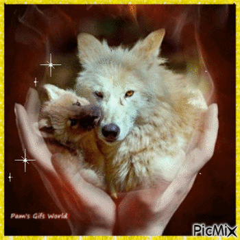 Wolf and her Pup - GIF animate gratis