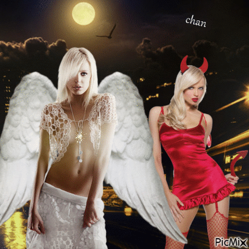 City of angel and devil - GIF animé gratuit