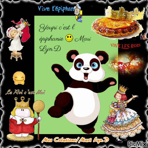 panda joyeux_youpi c'est l'epiphanie.. - Zdarma animovaný GIF