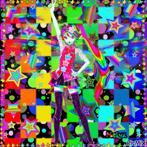 Rainbowcore star idol - Безплатен анимиран GIF