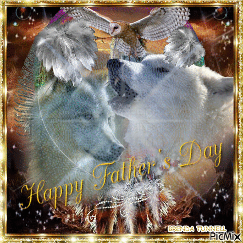 HAPPY FATHERS DAY OWL WOLF - Free animated GIF
