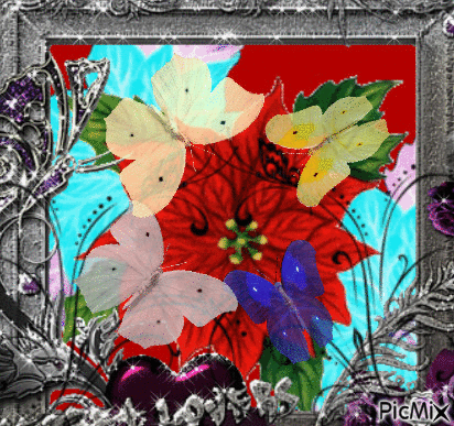 Fleurs et Papillons 2/2 - Бесплатный анимированный гифка
