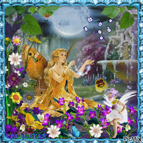 Fairy in the moonlight - Ingyenes animált GIF