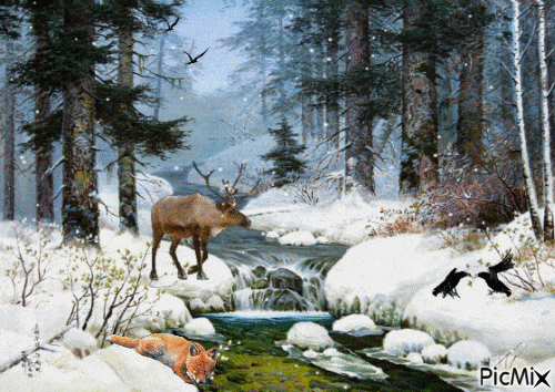 Зимний лес - Безплатен анимиран GIF