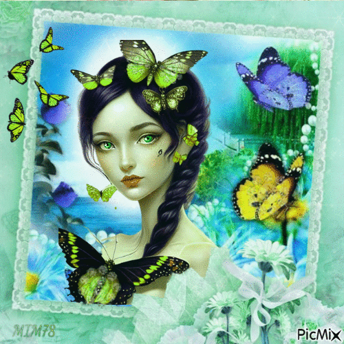 Papillons, fleurs et dentelle - Ingyenes animált GIF