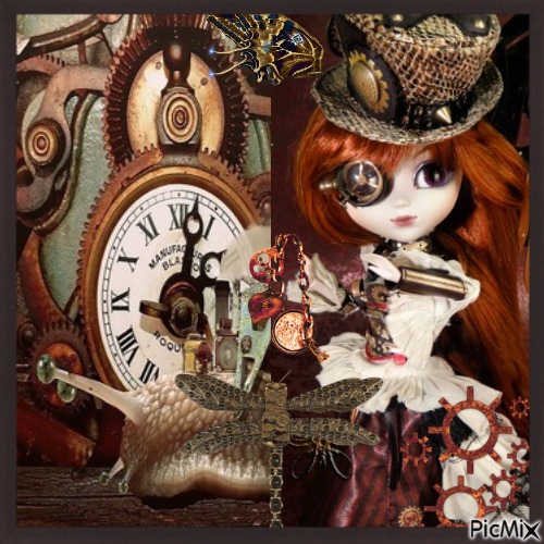 Petite fille Steampunk - Tons marrons - zdarma png