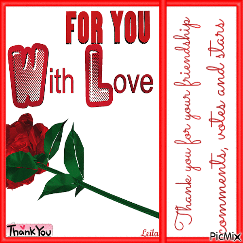For You With Love. Thank you for your friendship.... - GIF animate gratis