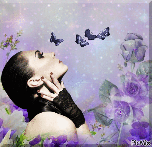 femme papillons - Бесплатный анимированный гифка