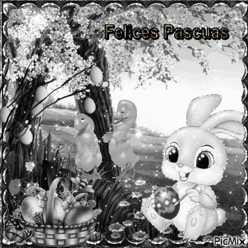 Felices Pascuas en blanco y negro - Gratis geanimeerde GIF