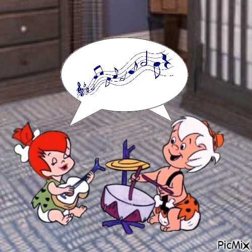 Pebbles and Bamm-Bamm singing in real life nursery - δωρεάν png