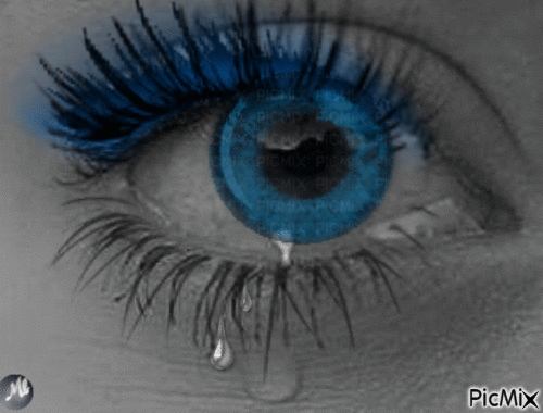 Mirada azul que llora - Darmowy animowany GIF