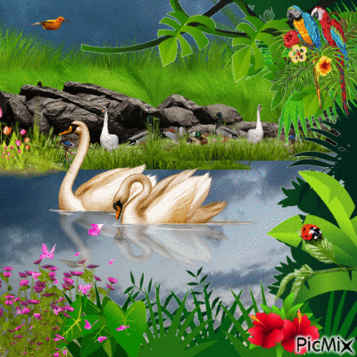 El lago de los cisnes. - GIF animasi gratis