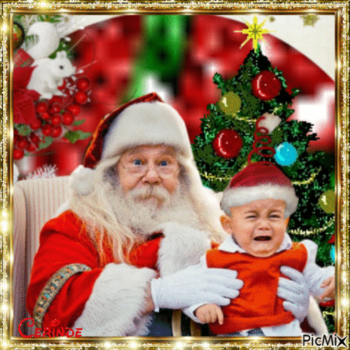Le Père Noël et un enfant - Gratis geanimeerde GIF