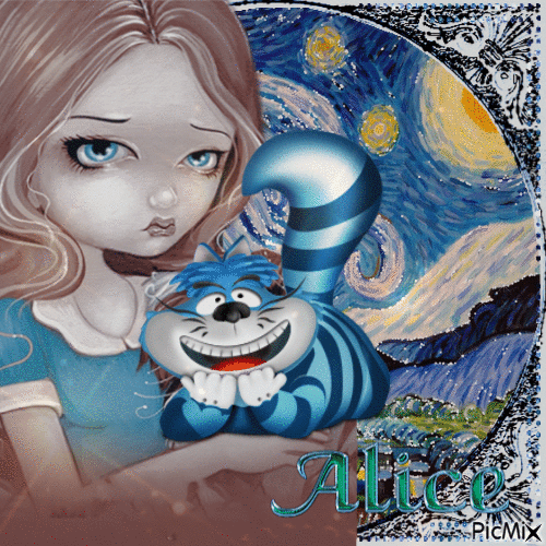Alice mit Van Goghs Sternenhimmel - Bezmaksas animēts GIF