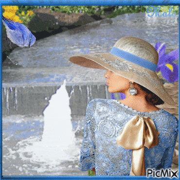 Lady in blue - Free animated GIF