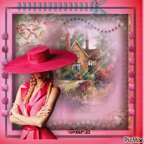 Portrait in a pink - GIF animé gratuit