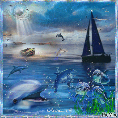 Le fond de la mer aux dauphins - Бесплатни анимирани ГИФ