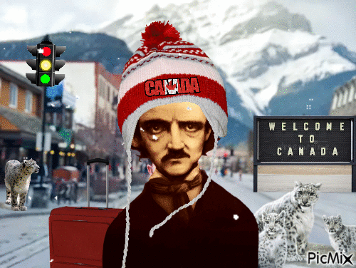 Edgar Allen Poe goes to Banff, Canada - GIF animado grátis