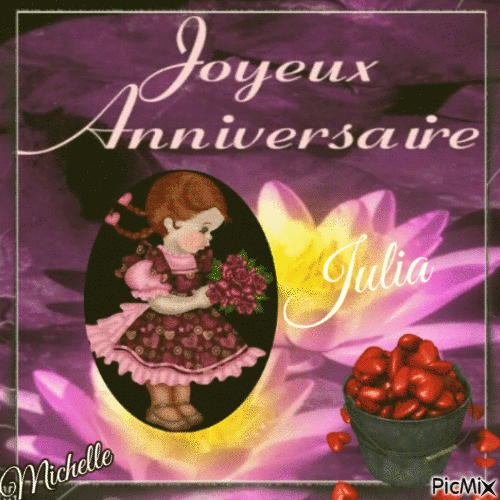 joyeux anniversaire chère Julia - Δωρεάν κινούμενο GIF