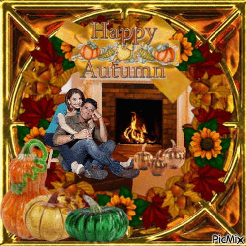 Together by the fireplace - Free animated GIF