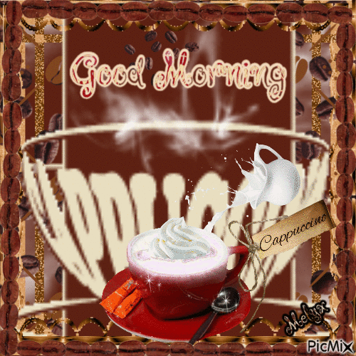 Good Morning with cappuccino - Darmowy animowany GIF